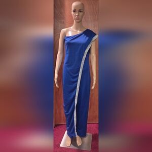 Elegant Blue Jumpsuit with Silver Accent